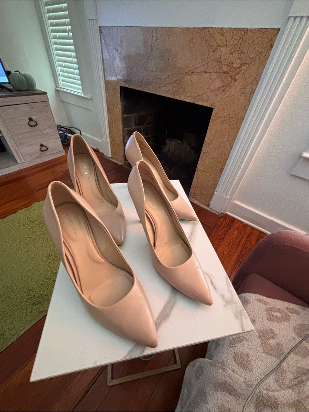 TWO PAIRS Saks Fifth Avenue Blush Pointed-Toe Leather Heels